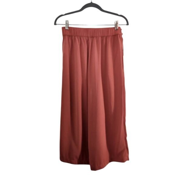 Octavia Terra Cotta Wide Leg Capri Pants Size Small Flowy Pull-on Boho Pants