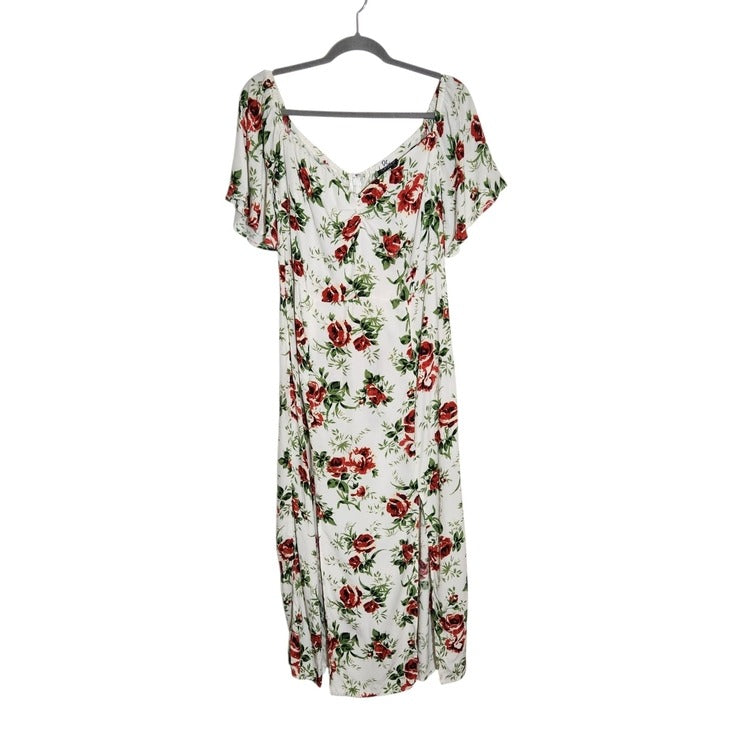 Topshop White and Red Floral Print Dress Size 10 Wedding Guest Dress