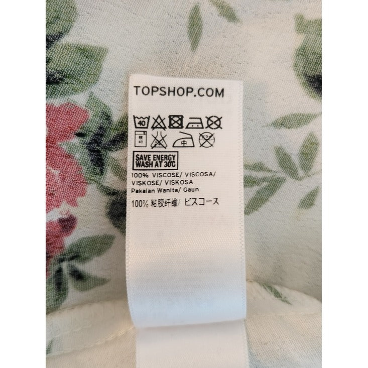 Topshop White and Red Floral Print Dress Size 10 Wedding Guest Dress