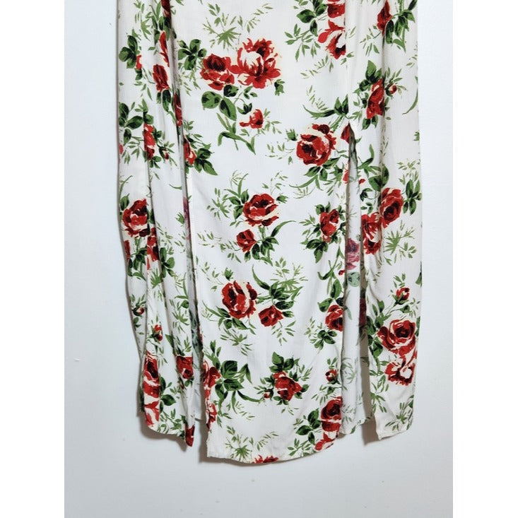 Topshop White and Red Floral Print Dress Size 10 Wedding Guest Dress