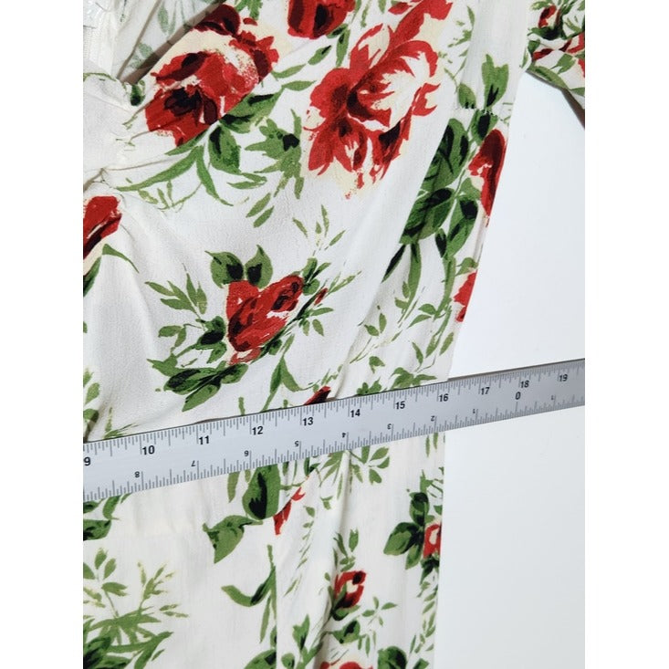 Topshop White and Red Floral Print Dress Size 10 Wedding Guest Dress