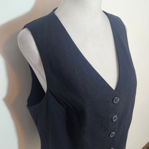 Express Black Linen Button-Up Vest Size XXL NWT Linen Blend Vest