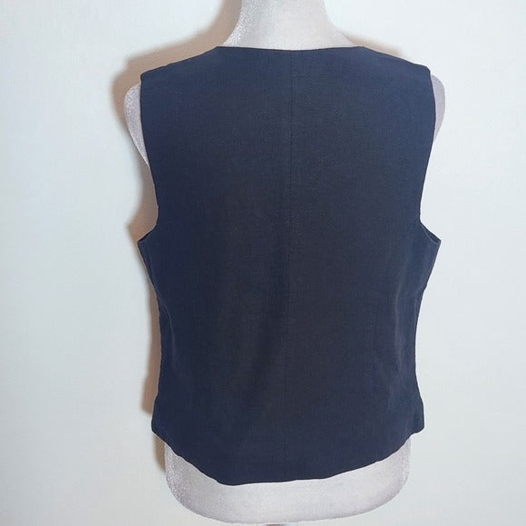 Express Black Linen Button-Up Vest Size XXL NWT Linen Blend Vest