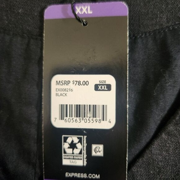 Express Black Linen Button-Up Vest Size XXL NWT Linen Blend Vest