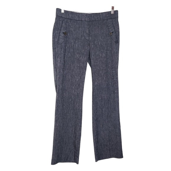 Loft Marisa Linen Blend Dress Pants Size 6 Loft Navy Flare Leg Trousers