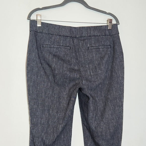 Loft Marisa Linen Blend Dress Pants Size 6 Loft Navy Flare Leg Trousers