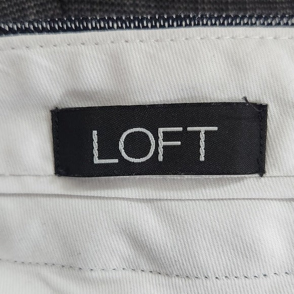 Loft Marisa Linen Blend Dress Pants Size 6 Loft Navy Flare Leg Trousers