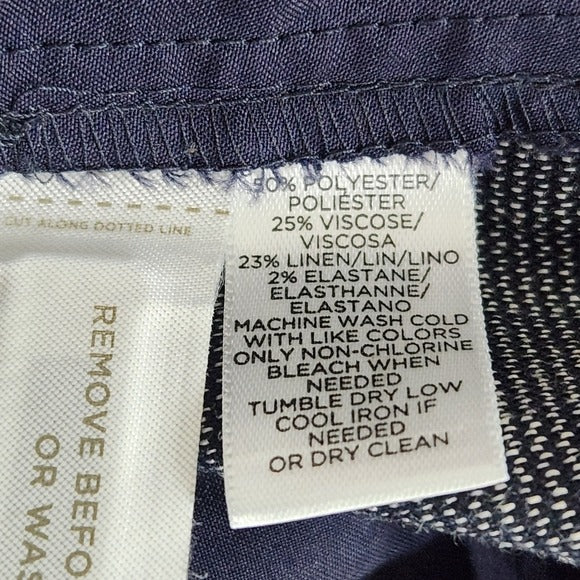 Loft Marisa Linen Blend Dress Pants Size 6 Loft Navy Flare Leg Trousers