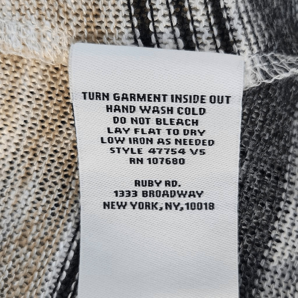 Ruby Rd. Tan and Gray Stripe Cowl Neck Asymmetrical Top Size Petite Large