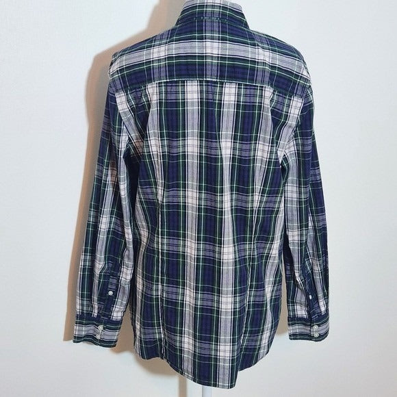 J. Crew Blue and Green Plaid Button-up Shirt Size Medium Blue Plaid Shirt