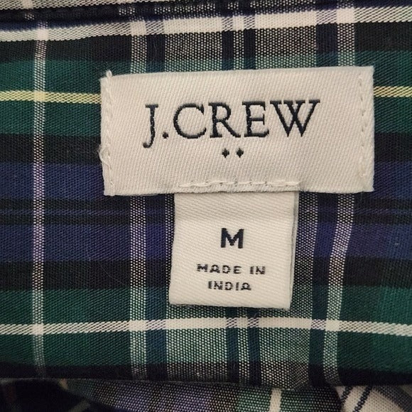 J. Crew Blue and Green Plaid Button-up Shirt Size Medium Blue Plaid Shirt