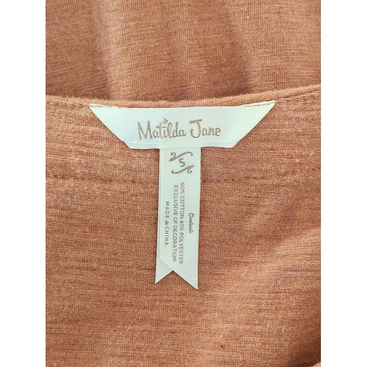 Matilda Jane Rust Orange Tiered Mini Dress Boho Pockets Short Sleeve Size Small