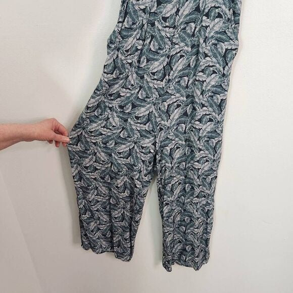 Fresha London Tropical Print Green Jumpsuit Size XS