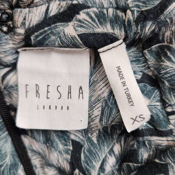 Fresha London Tropical Print Green Jumpsuit Size XS