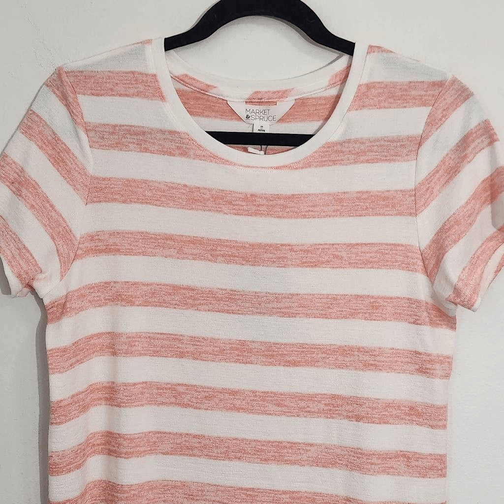 Market & Spruce Pink and White Striped Top NWT Size XS Petite Pink Tee Stripes