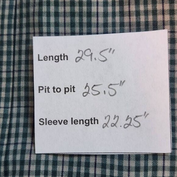 Van Heusen Green Plaid Button Down Shirt Size Large Wrinkle-Free Button Down