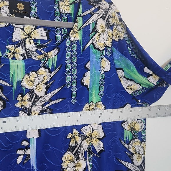 JM Collection Blue Floral Blouse Size 2X NWT