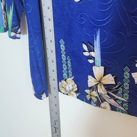 JM Collection Blue Floral Blouse Size 2X NWT