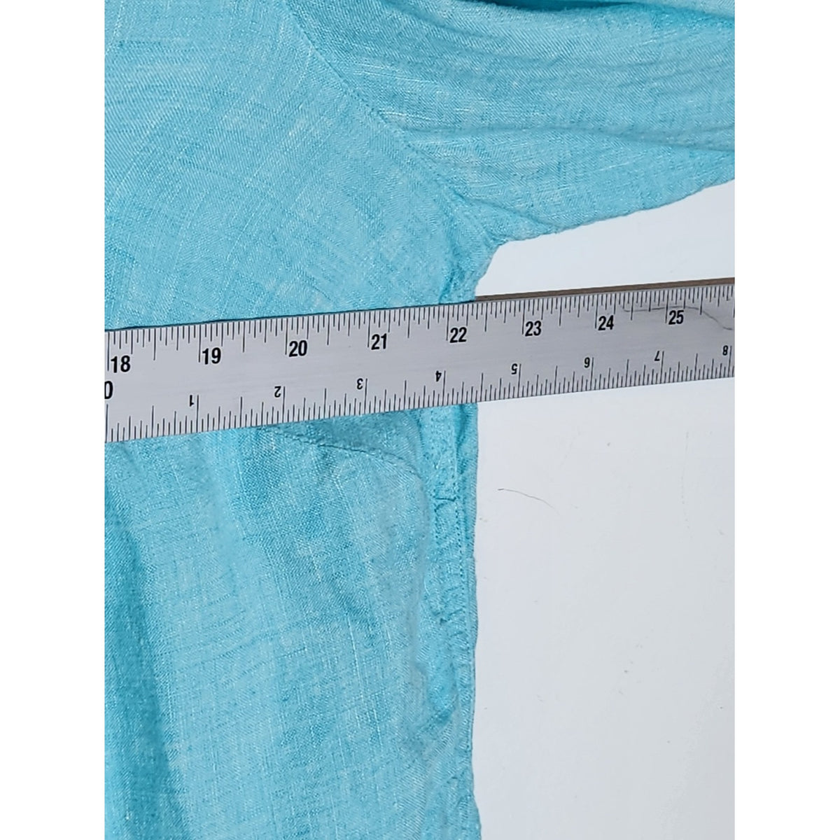 Talbots Half Button-up Aqua Blue Linen Blouse Size 1X