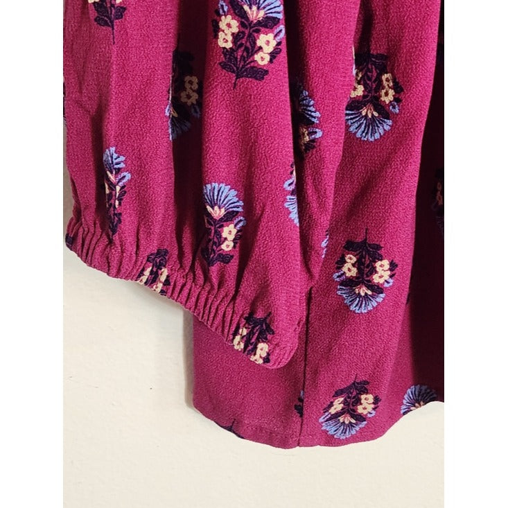 St. John's Bay Magenta Purple Floral Print Blouse Size XXL