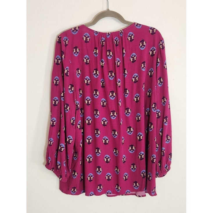 St. John's Bay Magenta Purple Floral Print Blouse Size XXL