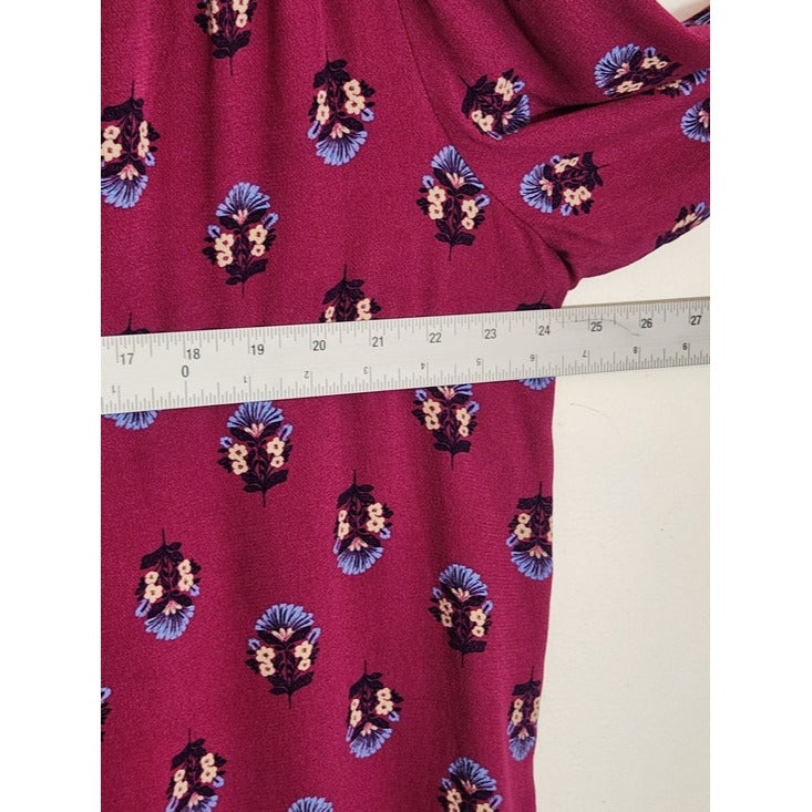 St. John's Bay Magenta Purple Floral Print Blouse Size XXL