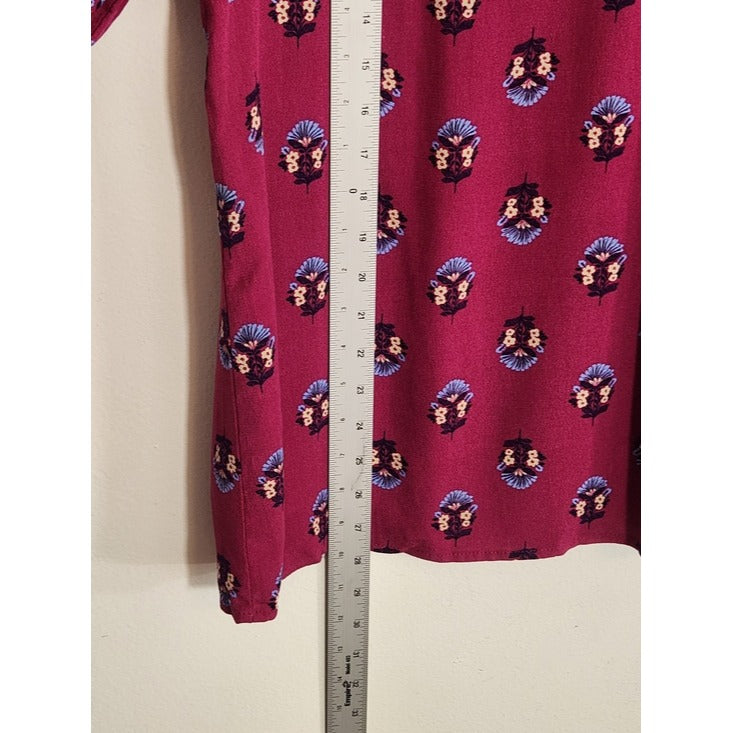 St. John's Bay Magenta Purple Floral Print Blouse Size XXL