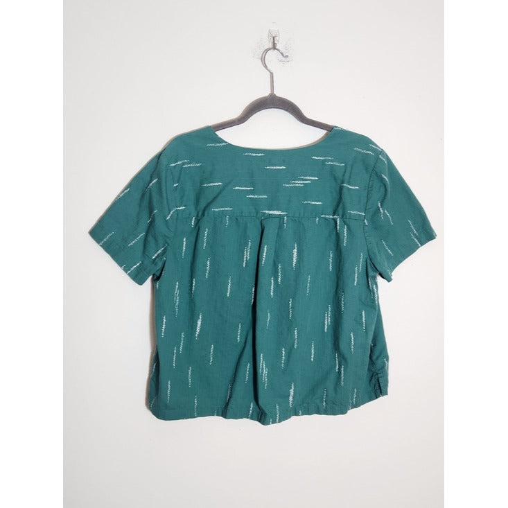 A.N.A Teal Green Print Cropped Button-Up Shirt Size XL