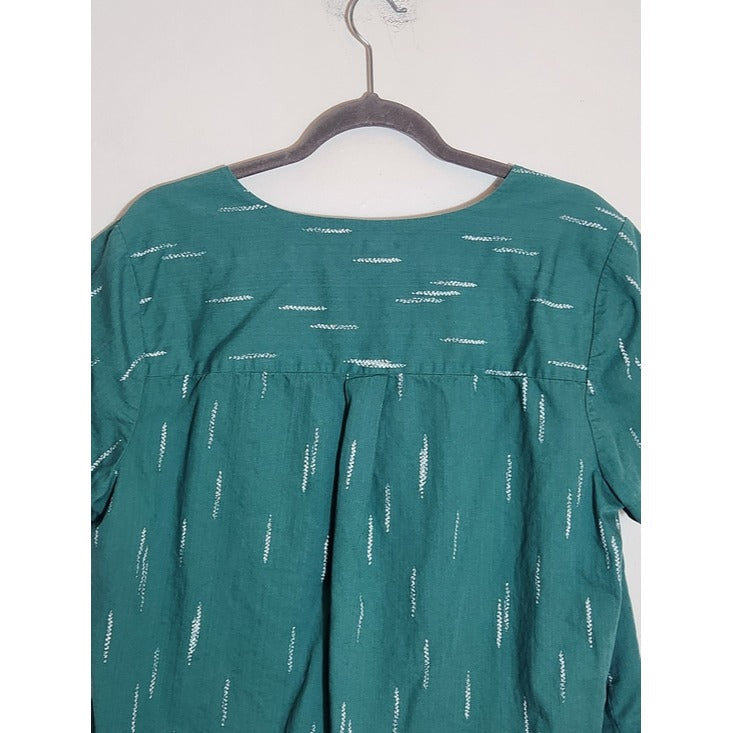 A.N.A Teal Green Print Cropped Button-Up Shirt Size XL