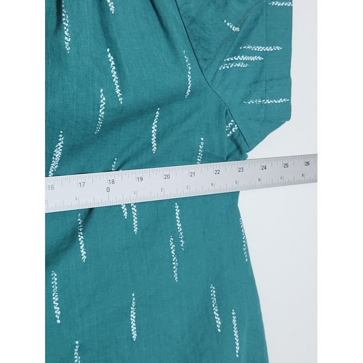 A.N.A Teal Green Print Cropped Button-Up Shirt Size XL