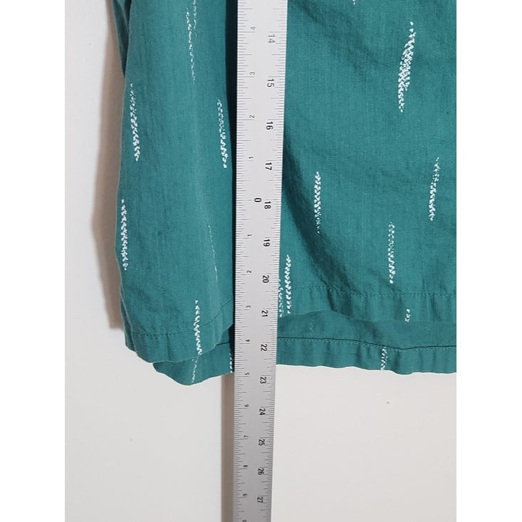 A.N.A Teal Green Print Cropped Button-Up Shirt Size XL