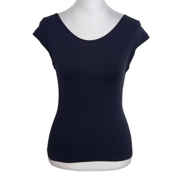 Love Poem Black Backless Cap Sleeve Cropped Top NWT Size Medium/Large