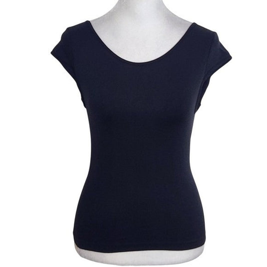 Love Poem Black Backless Cap Sleeve Cropped Top NWT Size Medium/Large