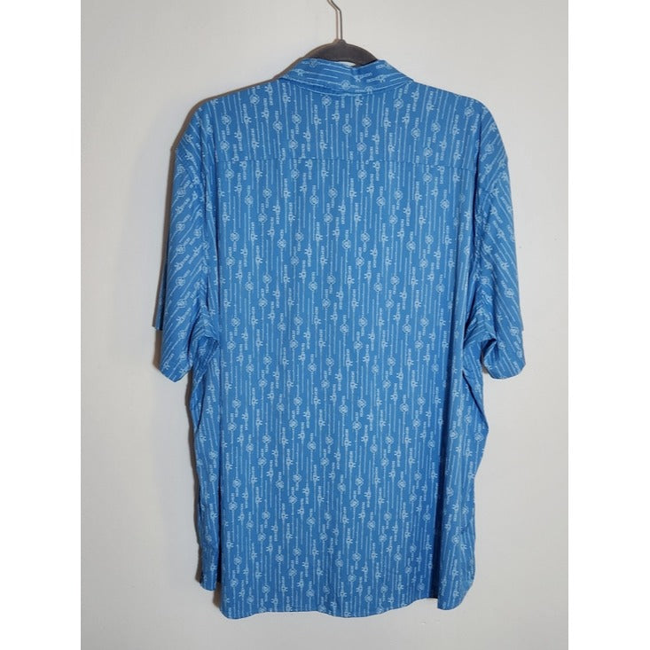 Southern Tide Blue Fishing Rod Print Button Down Shirt Size XXL