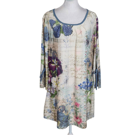 Lily by Firmiana Victorian Print Tunic Size Large Floral Garden Print Tunic