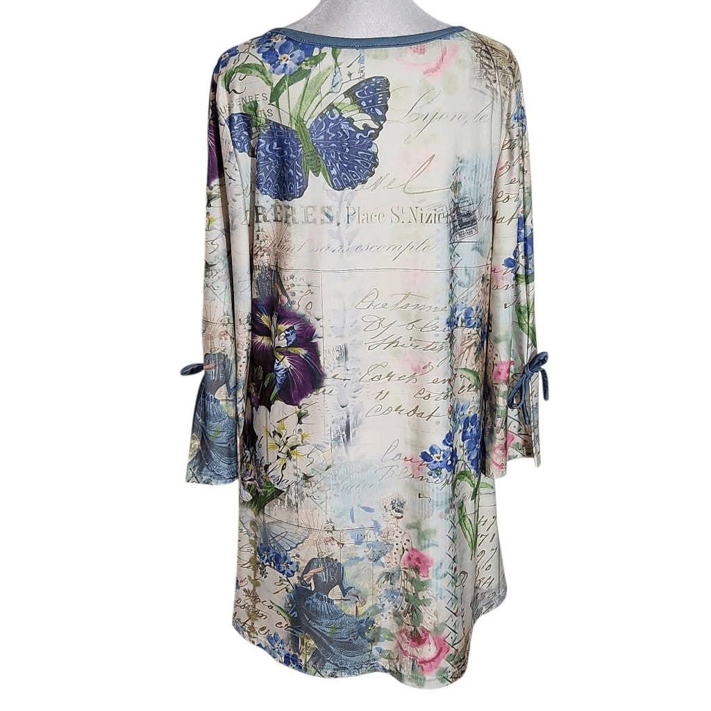 Lily by Firmiana Victorian Print Tunic Size Large Floral Garden Print Tunic