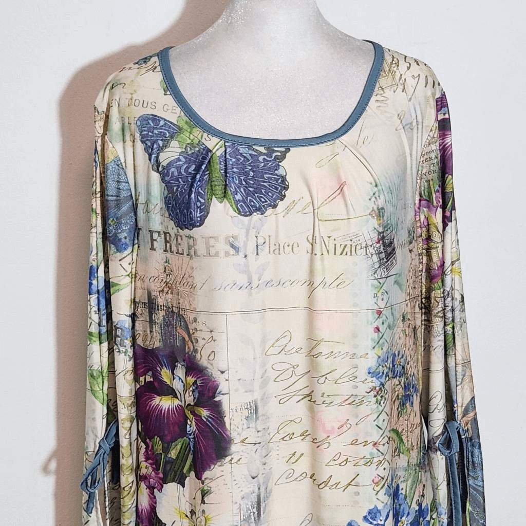 Lily by Firmiana Victorian Print Tunic Size Large Floral Garden Print Tunic