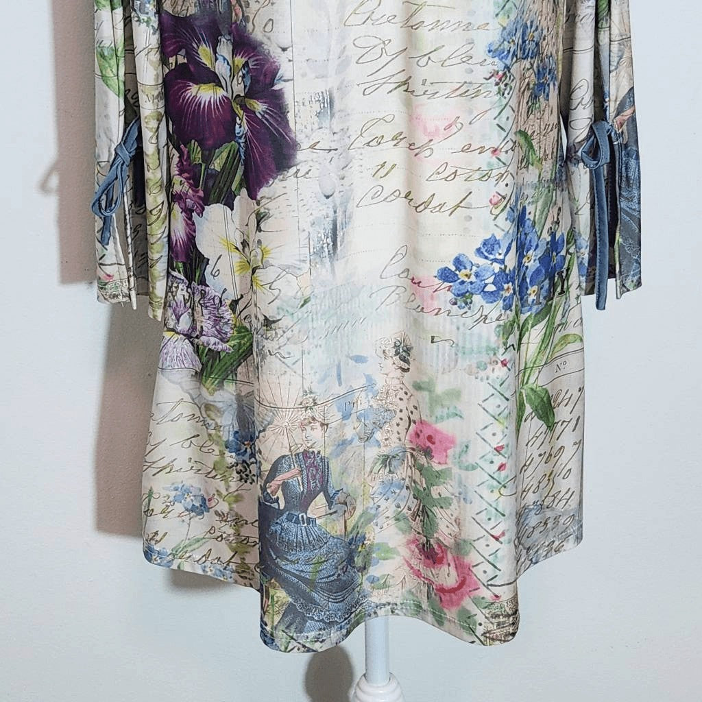 Lily by Firmiana Victorian Print Tunic Size Large Floral Garden Print Tunic