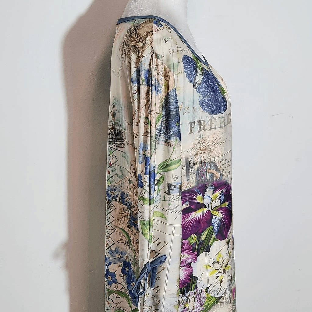 Lily by Firmiana Victorian Print Tunic Size Large Floral Garden Print Tunic