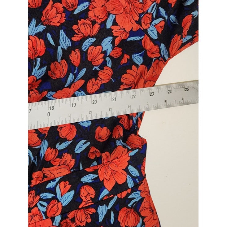 Boohoo Red and Blue Floral Print V-Neck Short Romper Size 20
