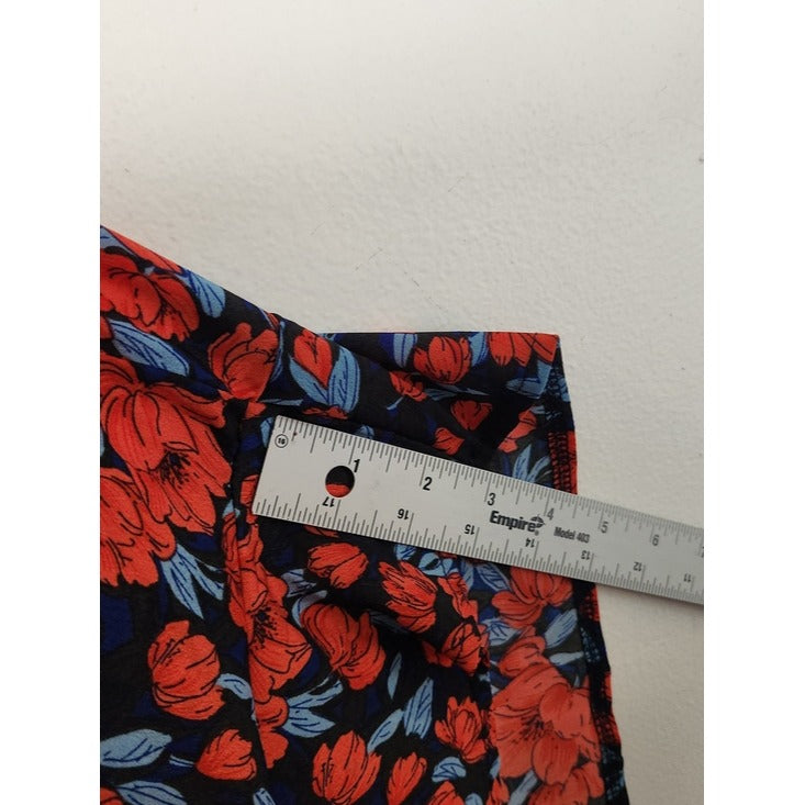 Boohoo Red and Blue Floral Print V-Neck Short Romper Size 20