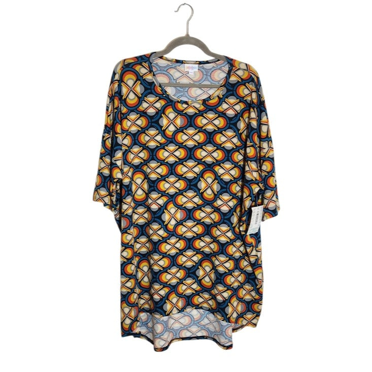 LuLaRoe Blue Multicolor Geometric Print Tunic Size 2XL NWT