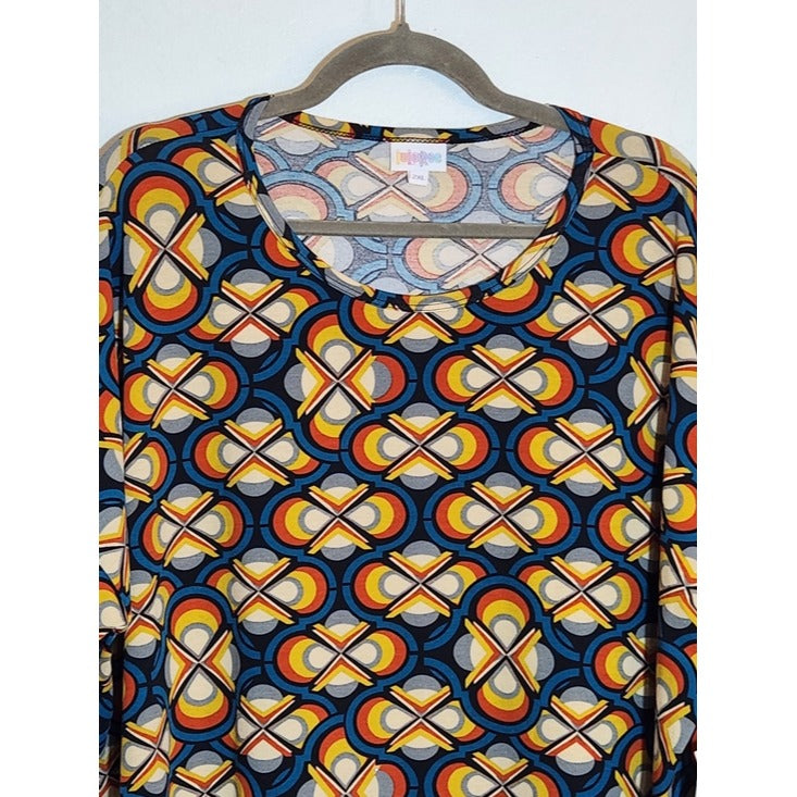 LuLaRoe Blue Multicolor Geometric Print Tunic Size 2XL NWT