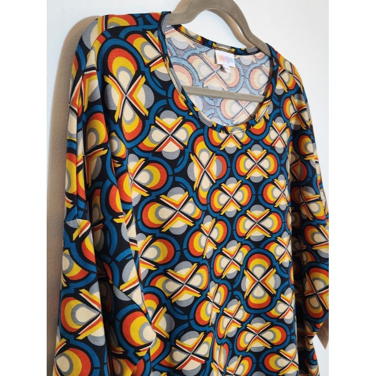LuLaRoe Blue Multicolor Geometric Print Tunic Size 2XL NWT