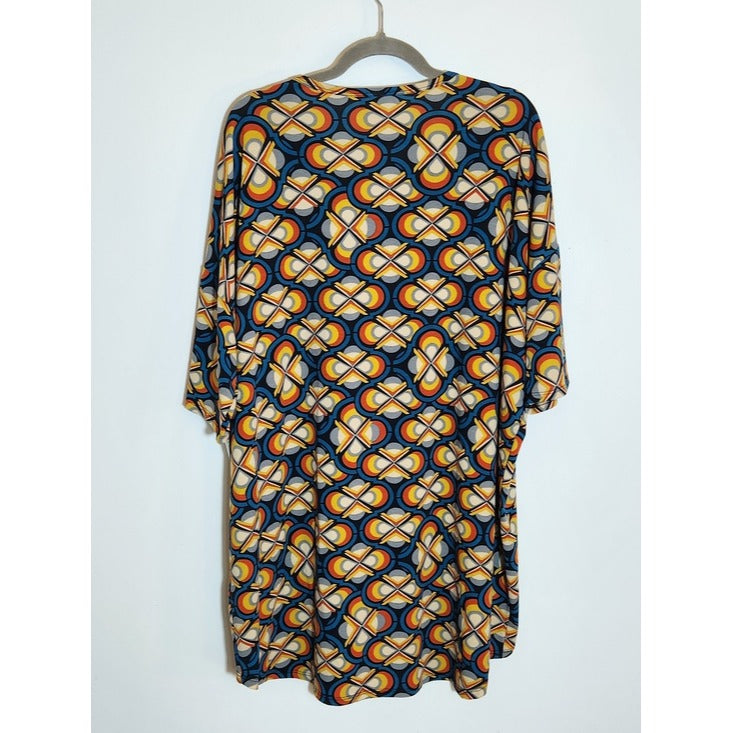 LuLaRoe Blue Multicolor Geometric Print Tunic Size 2XL NWT