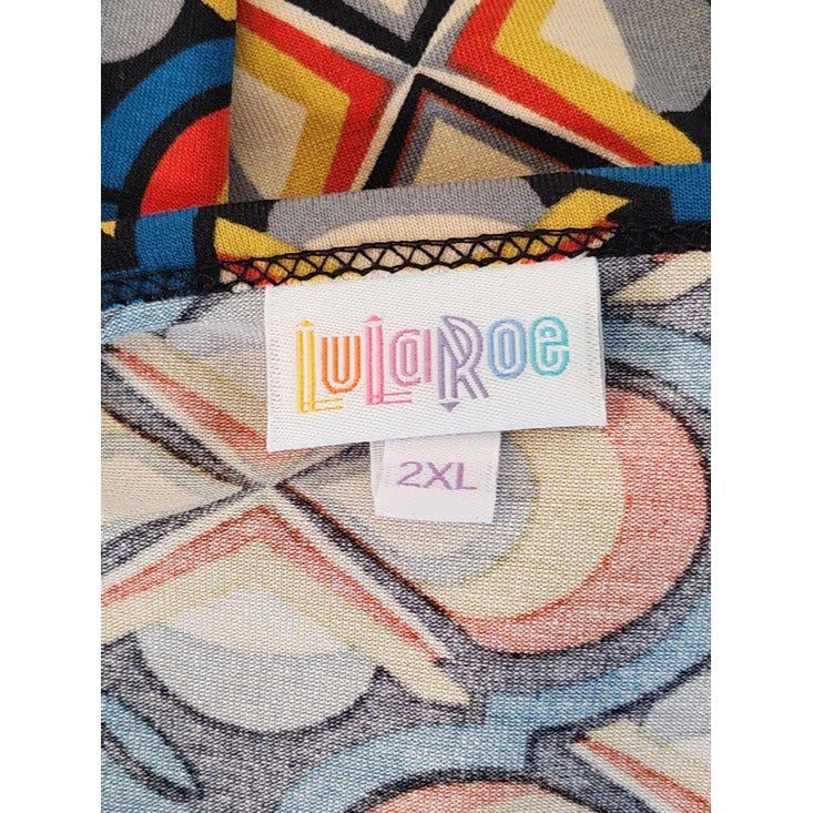 LuLaRoe Blue Multicolor Geometric Print Tunic Size 2XL NWT