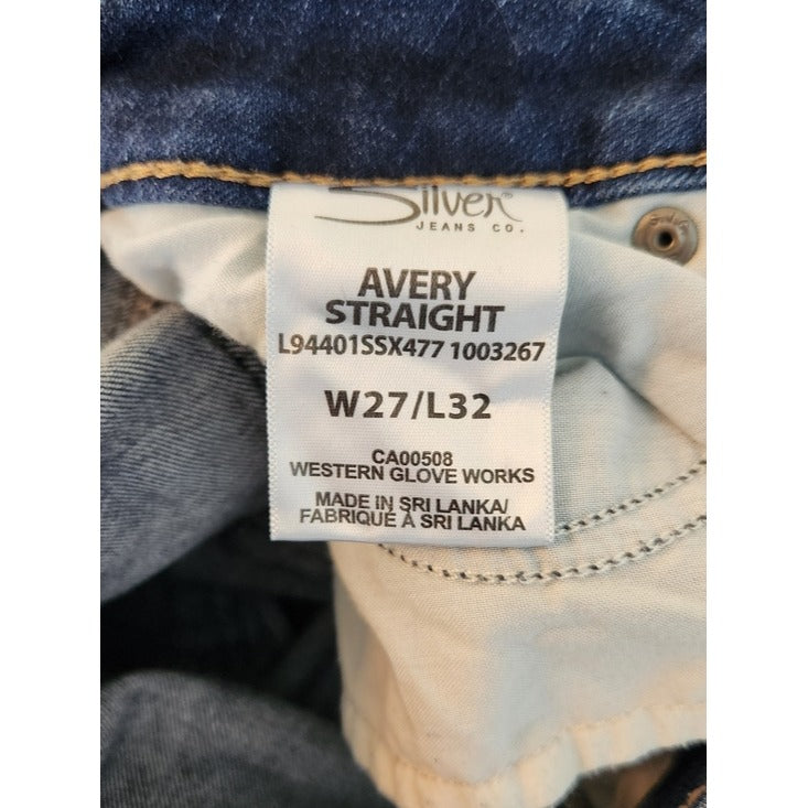 Silver Jeans Womens Avery Straight Dark Wash Jeans Size 27