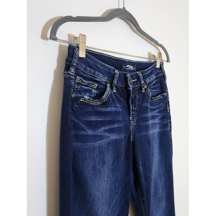 Silver Jeans Womens Avery Straight Dark Wash Jeans Size 27