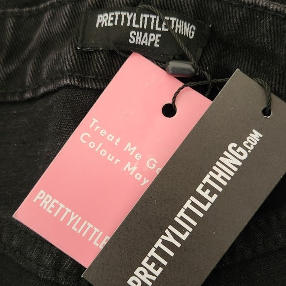 PrettyLittleThing Black Denim Cargo Mini Skirt Size 10, New