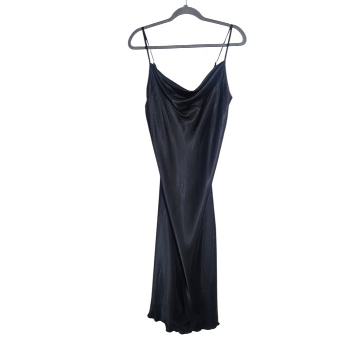Bebe Black Satin Y2K Midi Slip Dress Size Large NWT